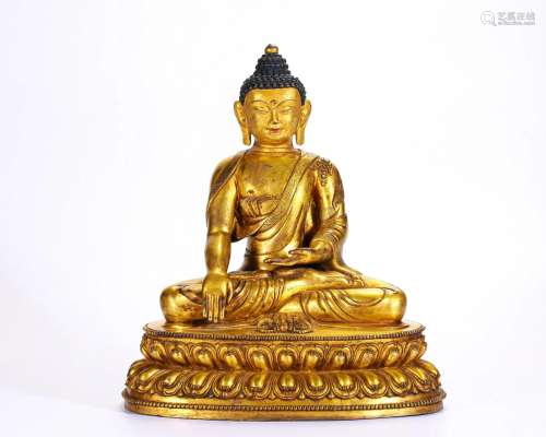 A Tibetan Bronze-gilt Figure of Shakyamuni