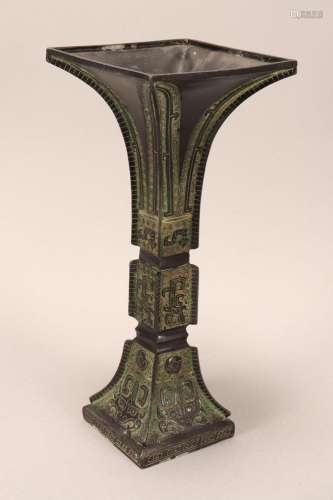 Chinese Bronze Gu Vase,