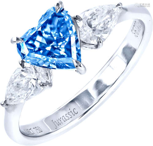 艷彩藍彩鑽鑽石戒