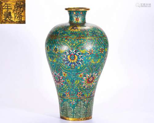 A Cloisonne Enamel Vase Meiping Qing Dyn.