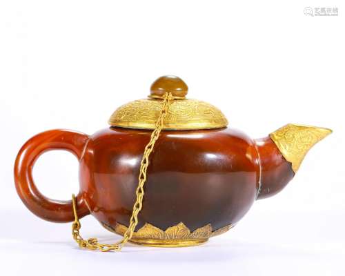 A Carved Agate Teapot Tang Dyn.