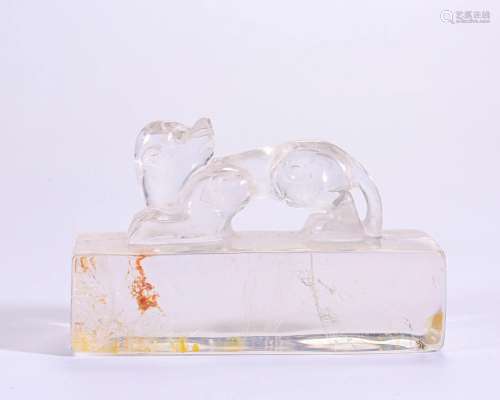 A Carved Rock Crystal Seal Qing Dyn.