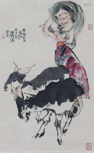 A Chinese Scroll Painting By Cheng Shifa