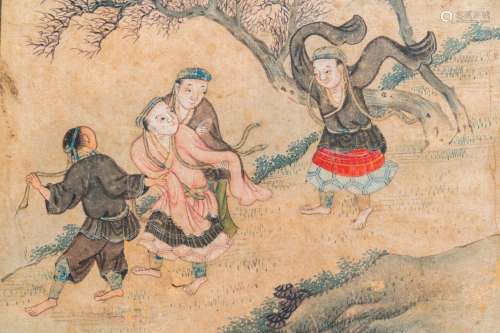 Lot 1109: CHINESE SCHOOL, INK AND COLOR ON PAPER: FIVE SCENE...