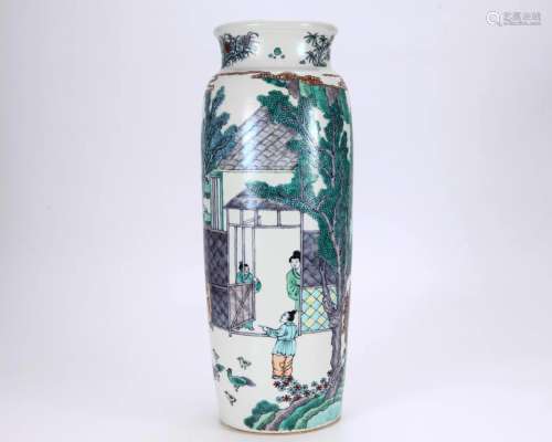 A Doucai Glazed Sleeve Vase Qing Dyn.