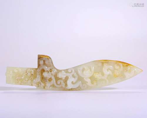 A Carved White Jade Blade Han Dyn.