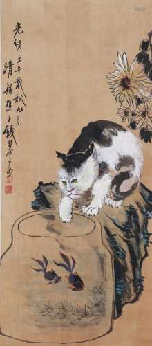 A Chinese Scroll Painting By Qian Huian