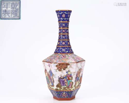 A Falangcai Figural Story Vase Qing Dyn.
