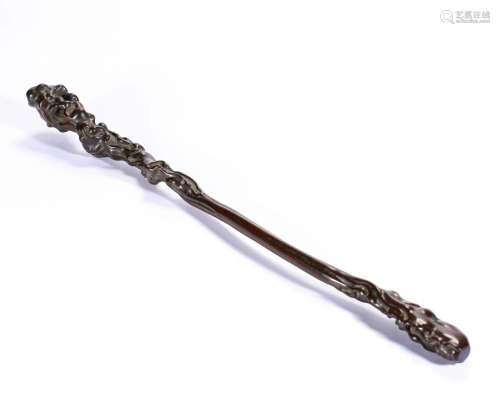 A Carved Rosewood Ruyi Scepter Qing Dyn.