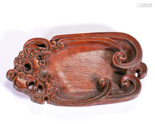 A Carved Annatto Washer Qing Dyn.
