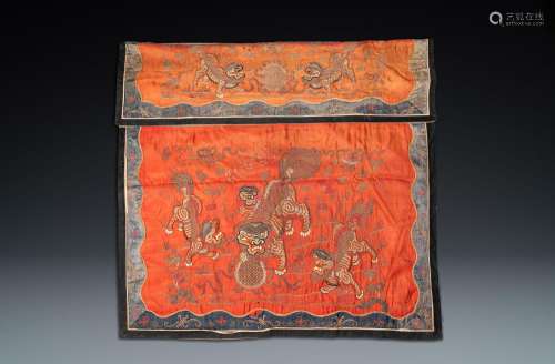 BUDDHIST LIONS' PANEL, 19TH C.
