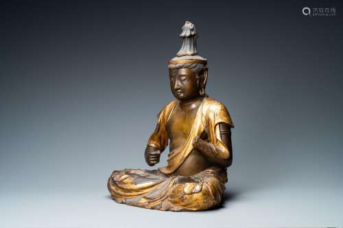 Lot 1167: A LARGE JAPANESE LACQUERED AND GILDED WOODEN FIGUR...