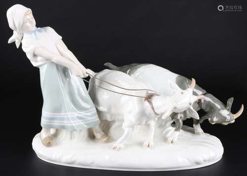 Meissen Figur Mädchen mit Ziegen Otto Pilz, girl with goats,