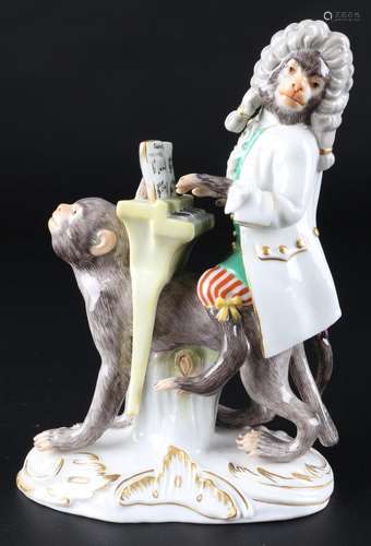 Meissen Affenkapelle Klavierspieler, piano player monkey cha...