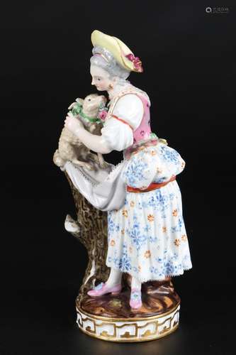 Meissen Mädchen mit Lamm, girl with lamp,