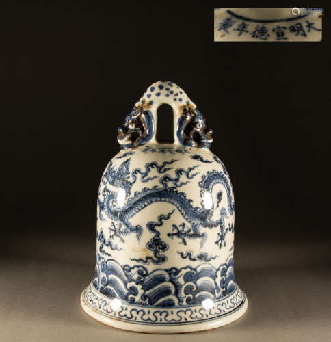 Ming Dynasty - Blue and white dragon decoration