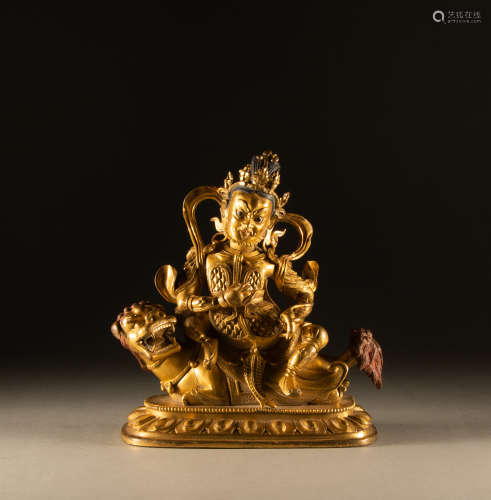 16th century - Gilded bronze statue of the god of wealth