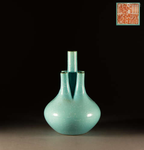Qing Dynasty - Single Color Glaze Flower Pattern Five-Mouth ...