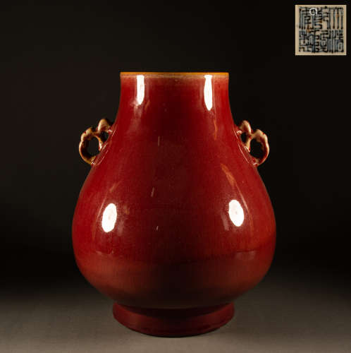 Qing Dynasty - Single - Coloured glazed binaural flask