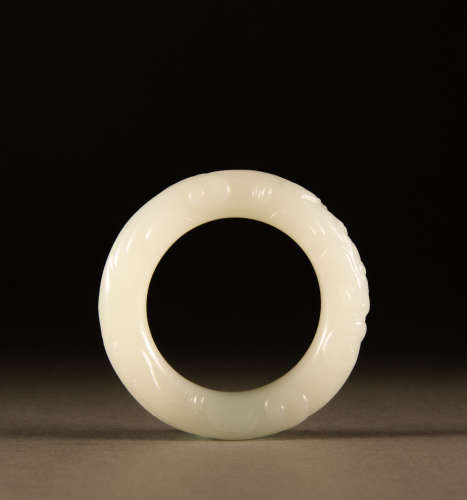 Qing Dynasty - Hetian White Jade Ring