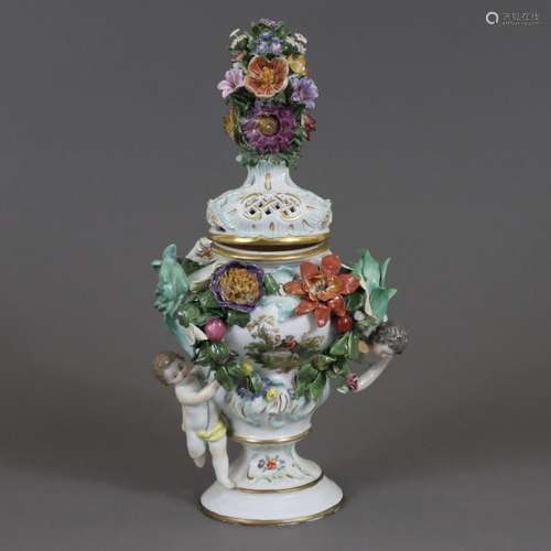 Potpourri-Vase mit Amoretten- Meissen, Knaufzeit, …