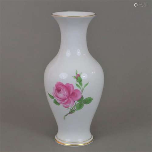 Vase - Meissen, 20.Jh., Dekor "Rote Rose", Porzell...