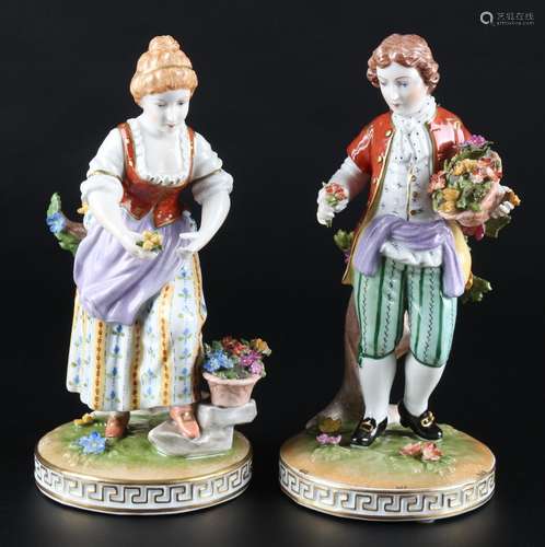 Potschappel Carl Thieme Kavalier und Blumenmädchen, porcelai...