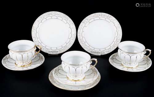 Meissen X-Form 3 Mokkagedecke, mocha coffee cups,