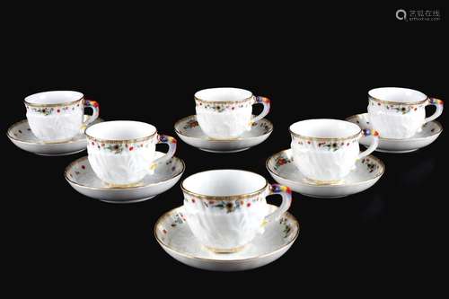 Meissen Schwanendessin 6 Mokkatassen, mocha coffee cups,