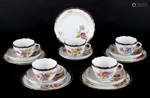 Meissen A-Kante 5 Kaffeegedecke, coffee cups,