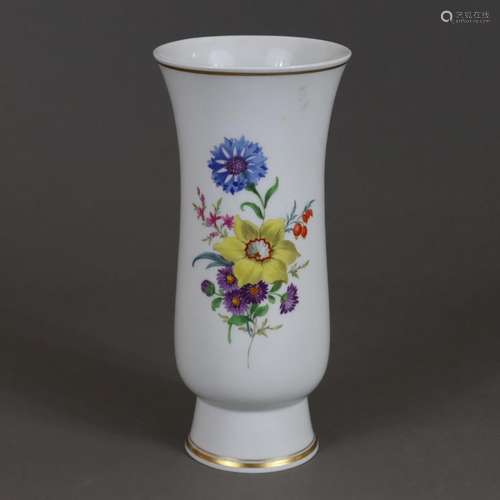 Vase - Meissen, 20.Jh., Porzellan, polychrome Blum…