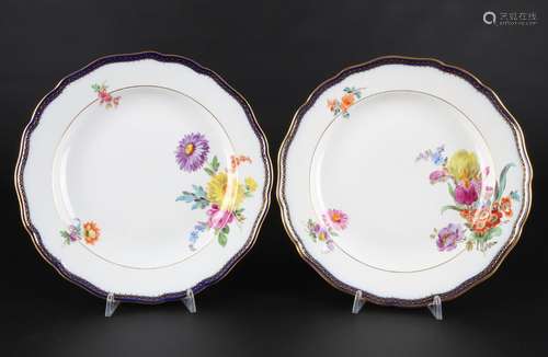 Meissen Pfeifferzeit A-Kante 2 Speiseteller, dinner plates,