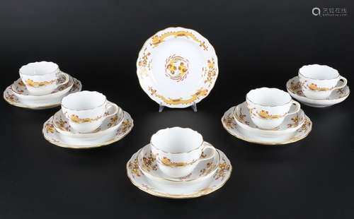 Meissen Gelber Hofdrache 5 Kaffeegedecke, coffee cups,