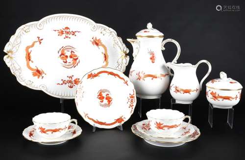 Meissen Roter Hofdrache Dejeuner 1. Wahl, coffee tea set,