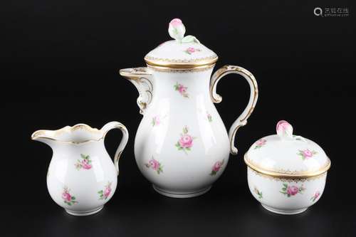 Meissen gestreute Rosen Mokka Kaffeekern, mocha coffee set,