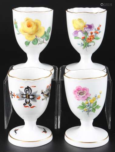 Meissen 4 Eierbecher diverse Dekore, porcelain eggcups,