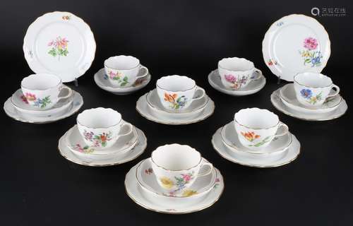 Meissen Blumenmalerei 8 Kaffeegedecke, coffee cups,