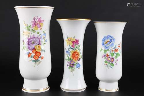 Meissen Blumenmalerei 3 große Vasen, large vases,