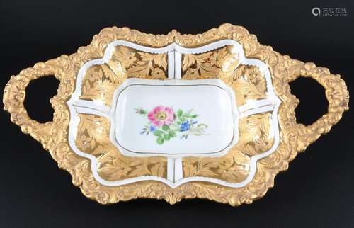 Meissen Blumenbukett Henkelschale 1.Wahl, decorative bowl,