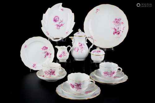 Meissen Purpur Blumenbukett Kaffeeset, porcelain coffee set,