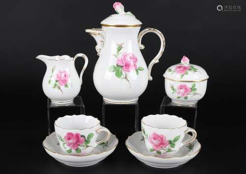 Meissen Rote Rose Mokka Dejeuner, mocha coffee set,