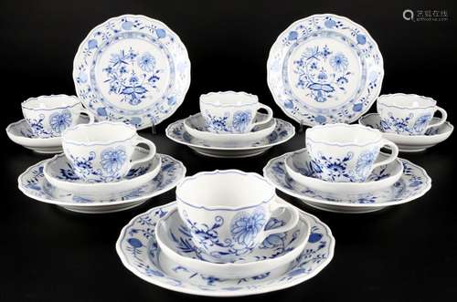 Meissen Zwiebelmuster 6 Kaffeegedecke, coffee cups,