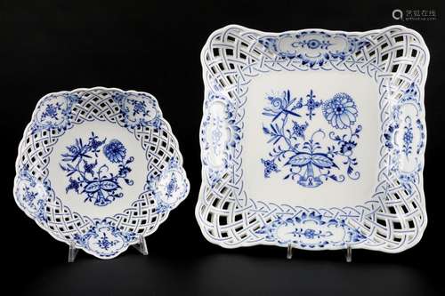 Meissen Zwiebelmuster 2 Durchbruchschalen, cutwork bowls,