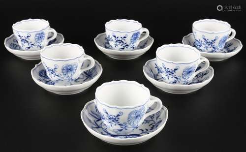 Meissen Zwiebelmuster 6 Mokkatassen, mocha coffee cups,