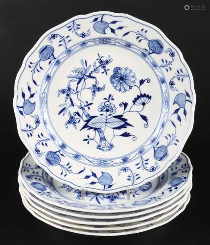 Meissen Zwiebelmuster 6 Speiseteller 1. Wahl, dinner plates,