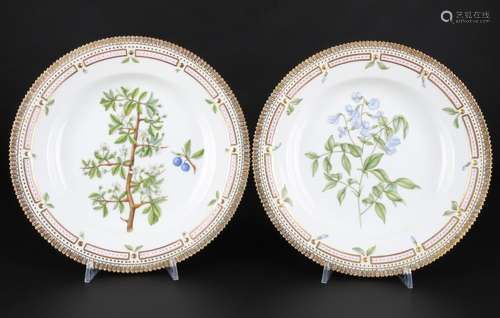 Royal Copenhagen Flora Danica 2 Speiseteller 3549, two dinne...