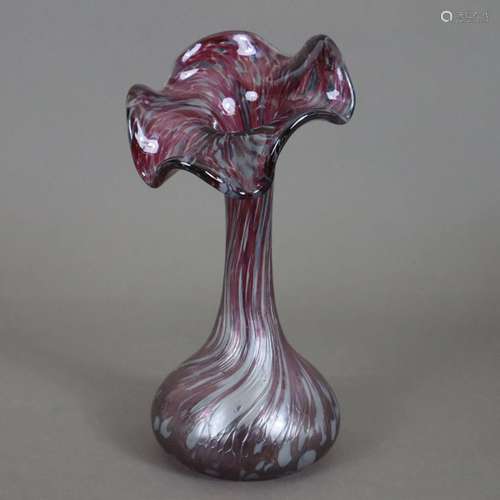 Vase - dickwandiges Glas mit lüstrierenden Farbein…