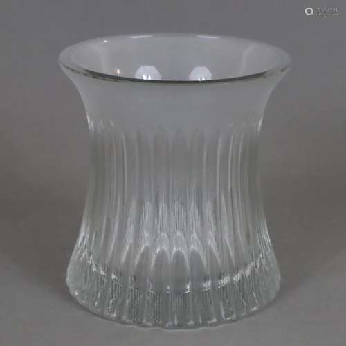 Vintage-Vase - dickwandiges Klarglas, teils mattie…