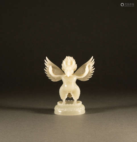 Ming Dynasty - Hetian White jade statue