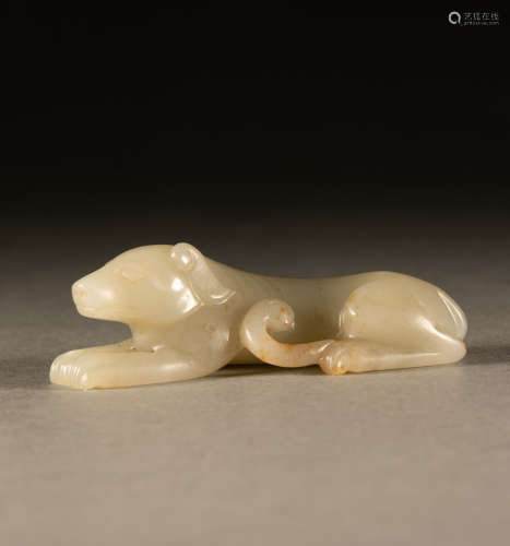 Tang Dynasty - Hetian white jade dog